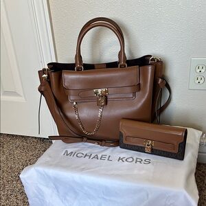 Michael Kors Large Hamilton Legacy Belted Satchel with Matching Wallet